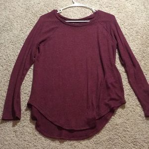 scoop neck maroon long sleeve